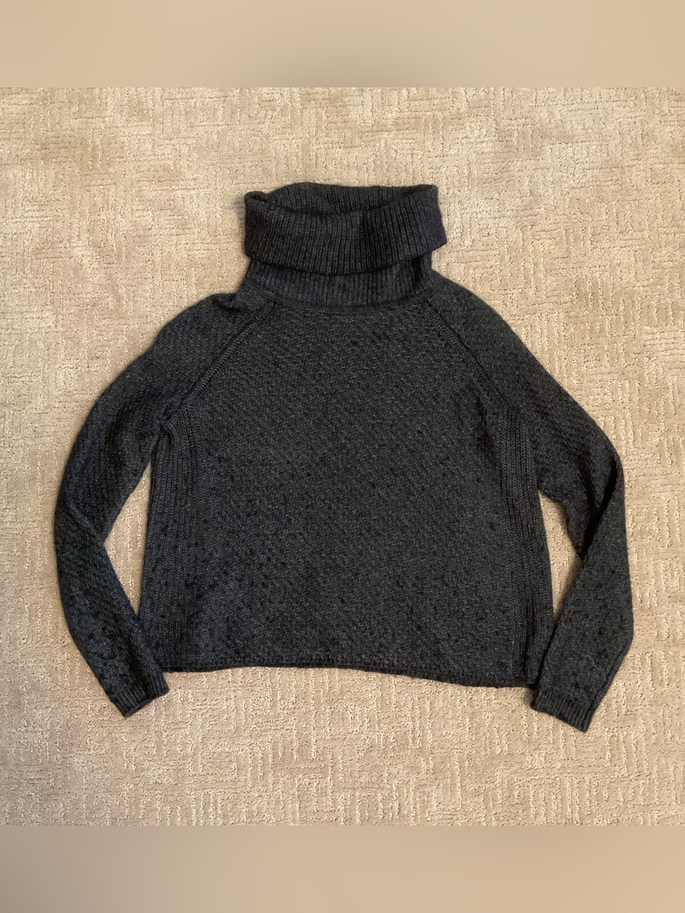 Banana Republic Women Merino Wool Alpaca Turtleneck Sweater Gray Oversize XS EUC